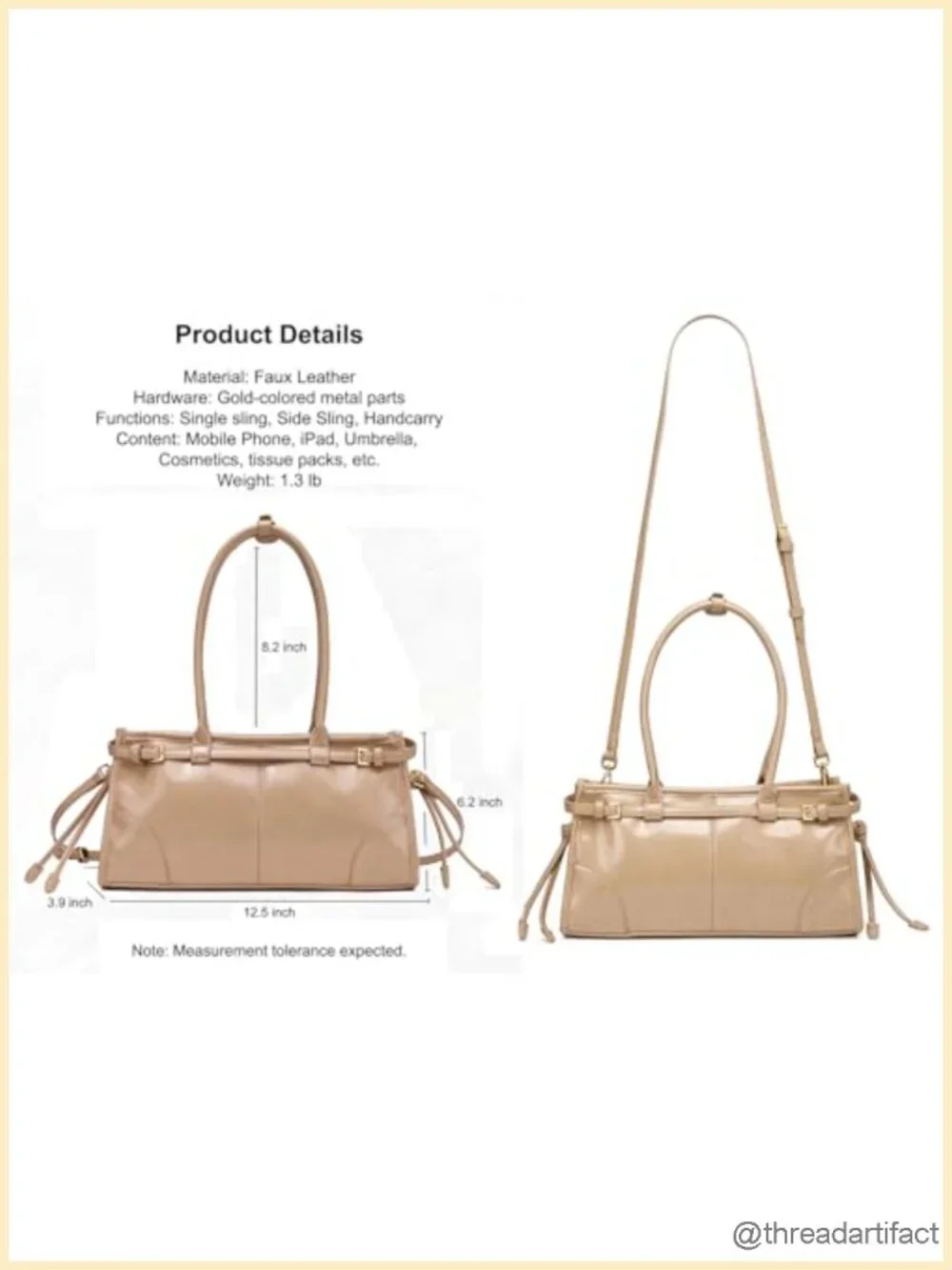 Faux Leather Structured Shoulder Crossbody Bag with Detachable Strap